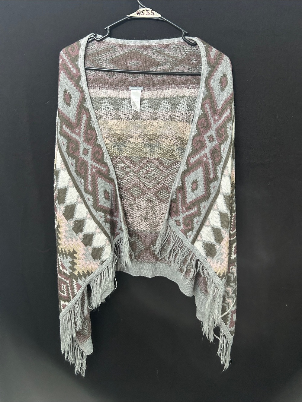 Women’s Charlotte Russe Aztec Fringe Open Cardigan Size Small
